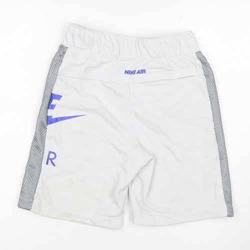 Nike Boys White Grey Blue Air Athletic Shorts L 147-158cm Mesh Drawstring