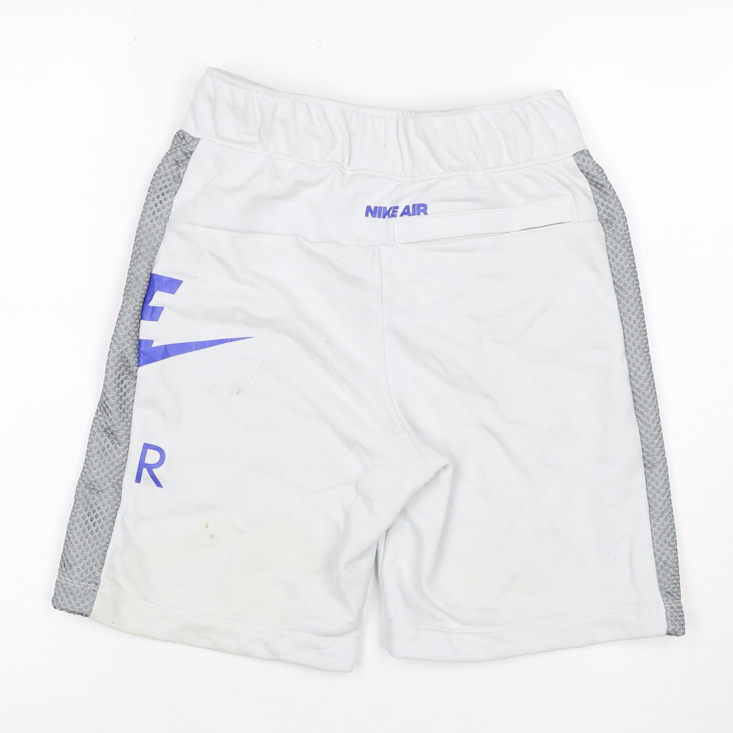 Nike Boys White Grey Blue Air Athletic Shorts L 147-158cm Mesh Drawstring