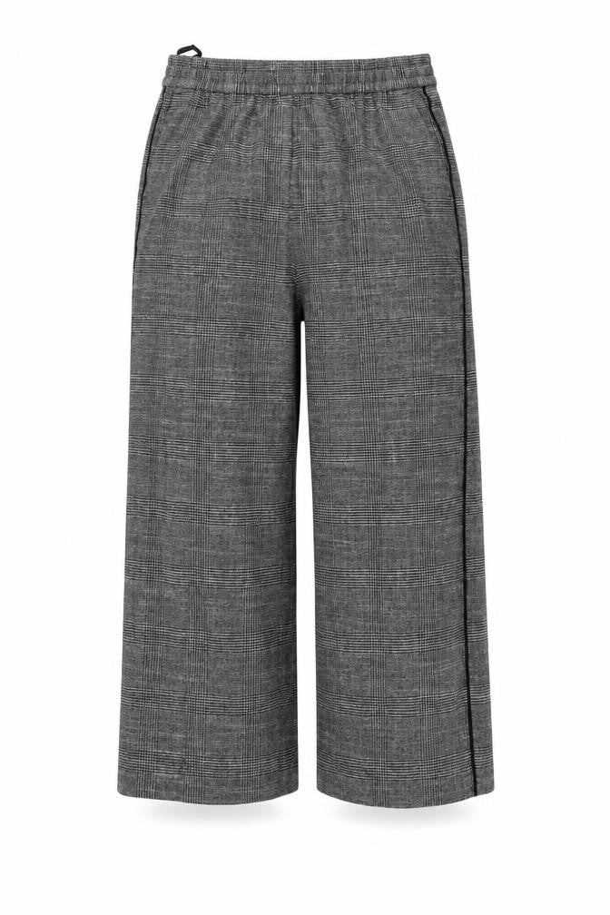 Front view of Marks & Spencer Women’s Grey Check Wide-Leg Pull-On Trousers UK 10 Short