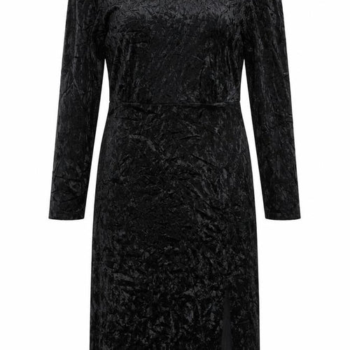 Finery Women Black Velvet Midi Sheath Dress UK 14 Long Sleeve