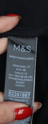 Marks & Spencer Women Black UK 12 Short High Rise Stretch Leggings