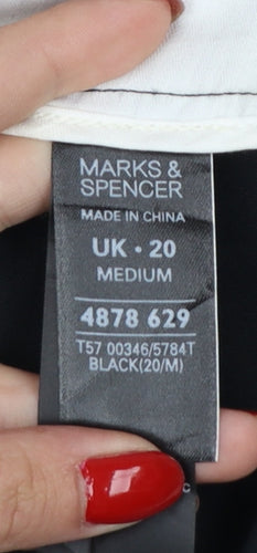 Marks & Spencer Women Black UK 20 Tapered Stretch Dress Trousers