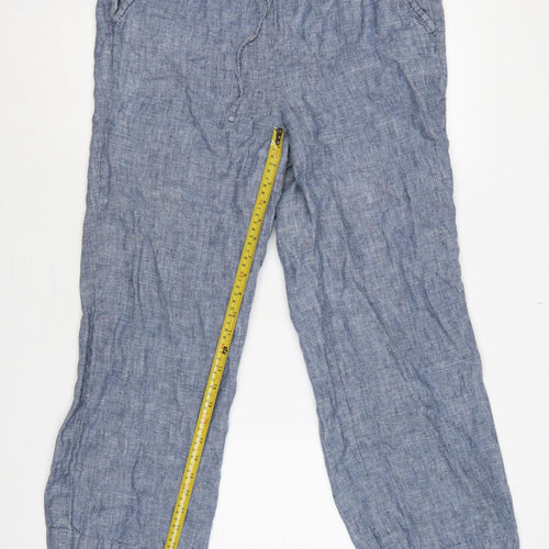 Inlio Women’s Blue Linen Jogger Trousers Size 14 Elasticated Waist