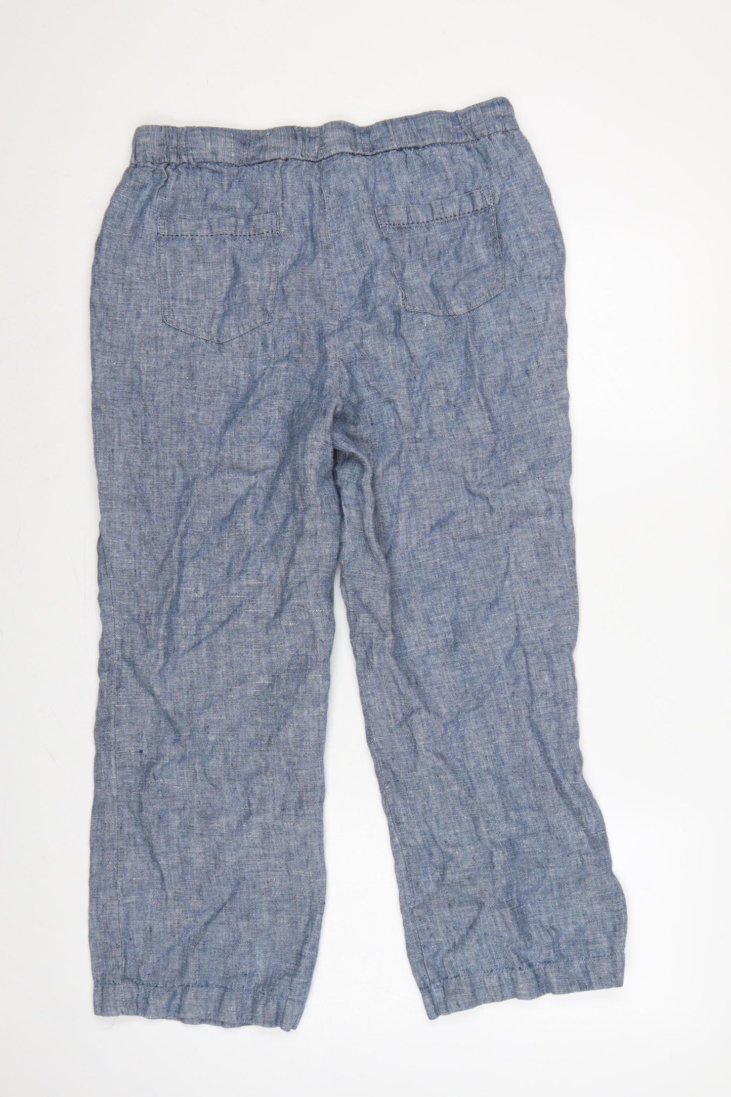 Inlio Women’s Blue Linen Jogger Trousers Size 14 Elasticated Waist