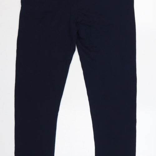M&S Mens Blue L Regular Drawstring Jogger Trousers Cotton Blend