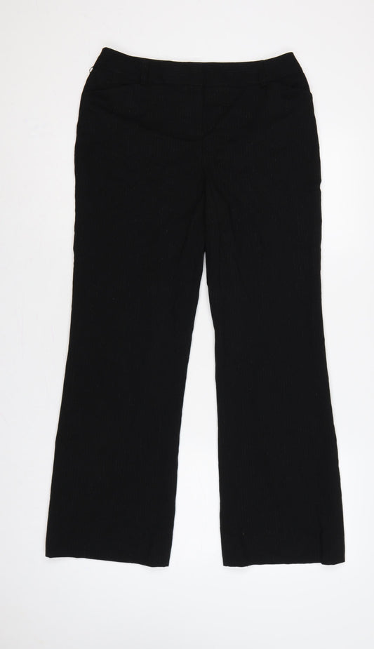 Style & Co. Women’s Black Pinstripe Stretch Dress Trousers UK 8 Petite
