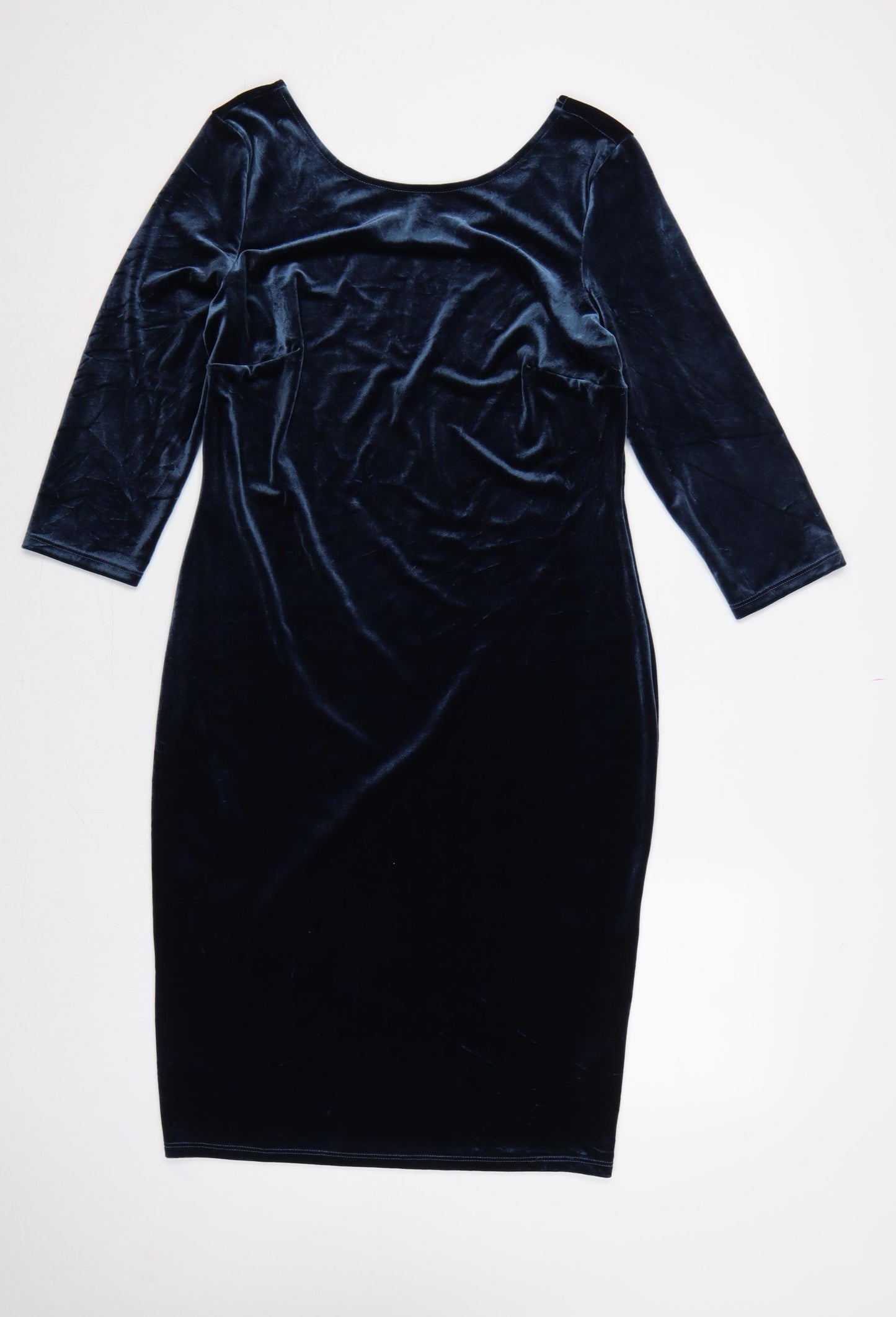 Bravissimo Women Blue UK 14 Velvet Sheath Knee Length Party Dress