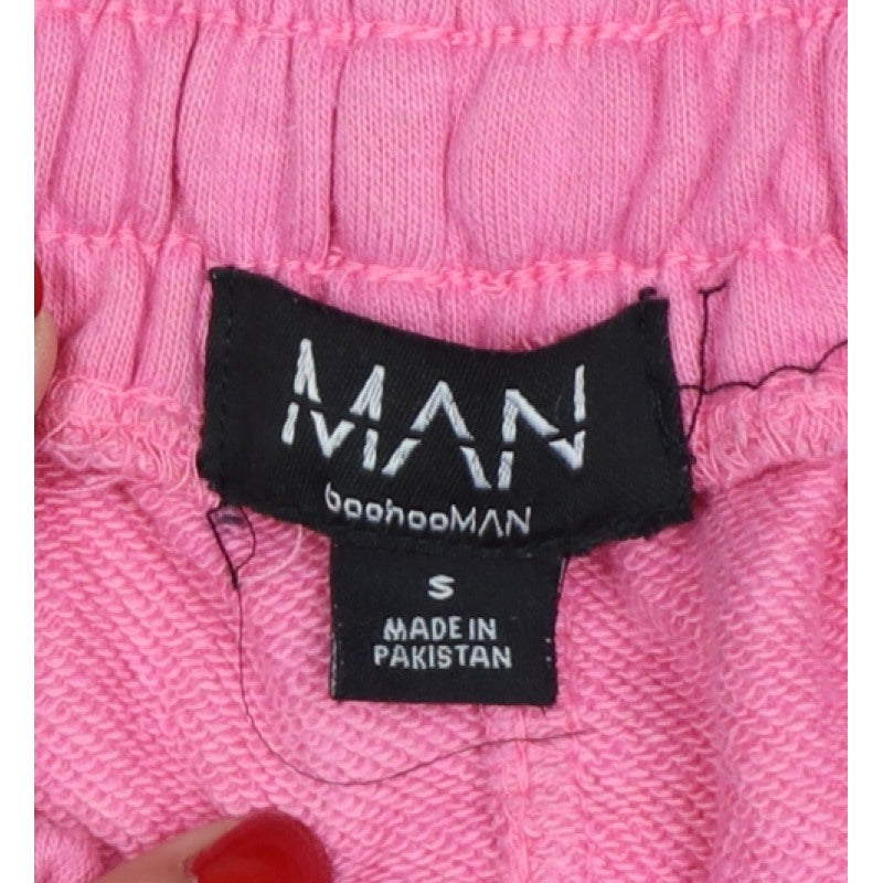 Additional view of boohooMAN Men’s Pink S Sweatpants Drawstring Elastic Waist Logo Joggers