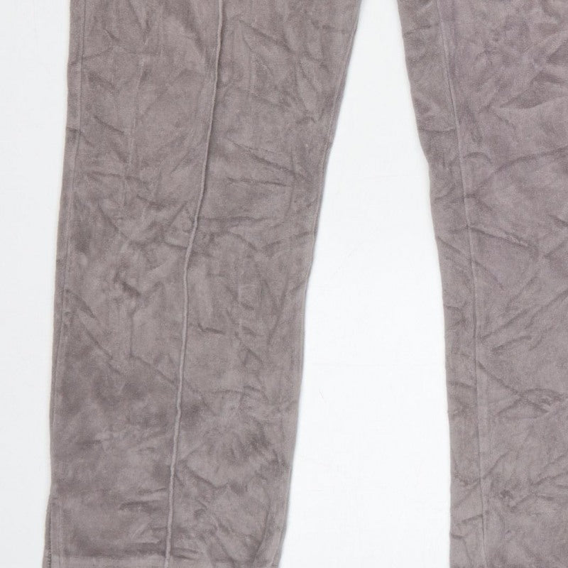 Additional view of boohooMAN Men’s Grey Velvet Jogger Trousers XS Drawstring Zip Pockets