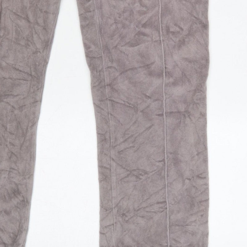 Additional view of boohooMAN Men’s Grey Velvet Jogger Trousers XS Drawstring Zip Pockets