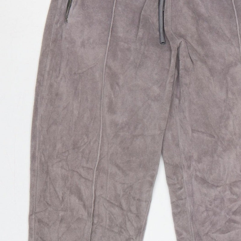 Additional view of boohooMAN Men’s Grey Velvet Jogger Trousers XS Drawstring Zip Pockets