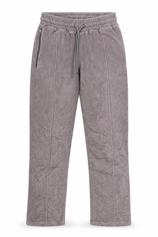 boohooMAN Men’s Grey Velvet Jogger Trousers XS Drawstring Zip Pockets