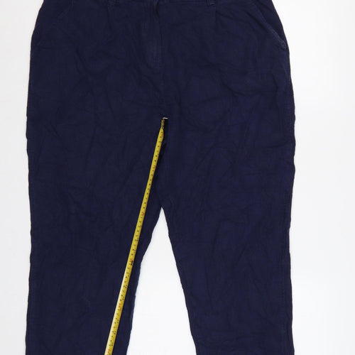 Next Women’s Navy Blue UK 16R Linen Blend Tapered Trousers