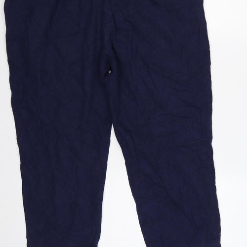 Next Women’s Navy Blue UK 16R Linen Blend Tapered Trousers