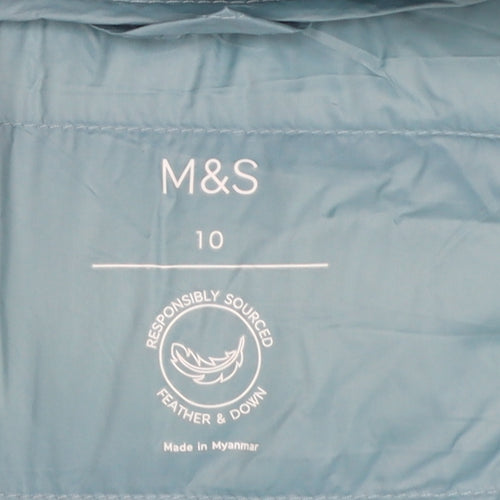 Marks and Spencer Women Blue UK 10 Puffer Jacket Down Stormwear