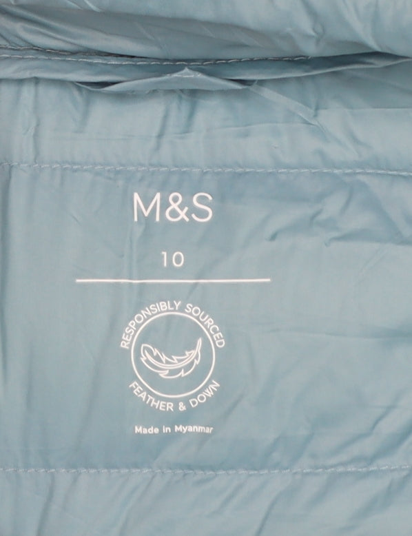 Marks and Spencer Women Blue UK 10 Puffer Jacket Down Stormwear