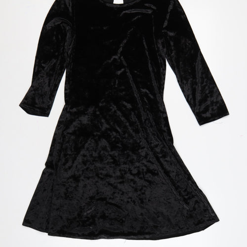 Next Women Black Velvet Fit & Flare Knee Length Dress UK 6