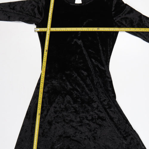 Next Women Black Velvet Fit & Flare Knee Length Dress UK 6