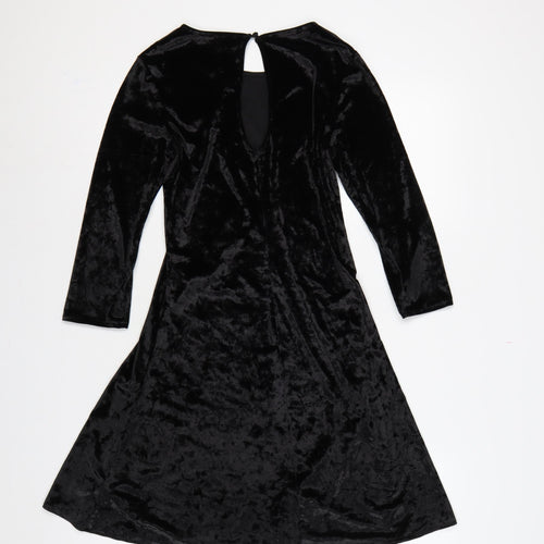 Next Women Black Velvet Fit & Flare Knee Length Dress UK 6