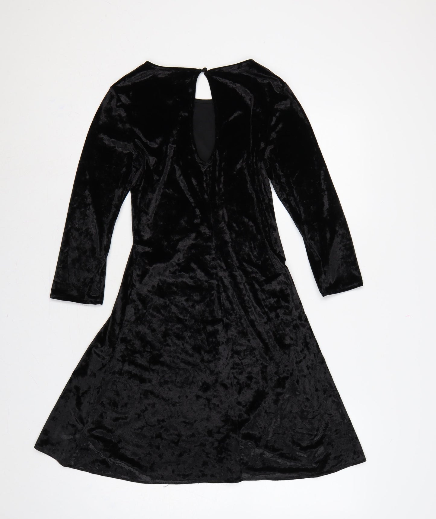 Next Women Black Velvet Fit & Flare Knee Length Dress UK 6