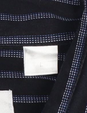 Yves Saint Laurent Men Black Blue Striped Cotton Long Sleeve Shirt L