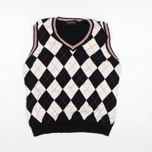 GOLFINO Women’s Multicoloured Argyle Cotton Knit V-Neck Vest UK 16