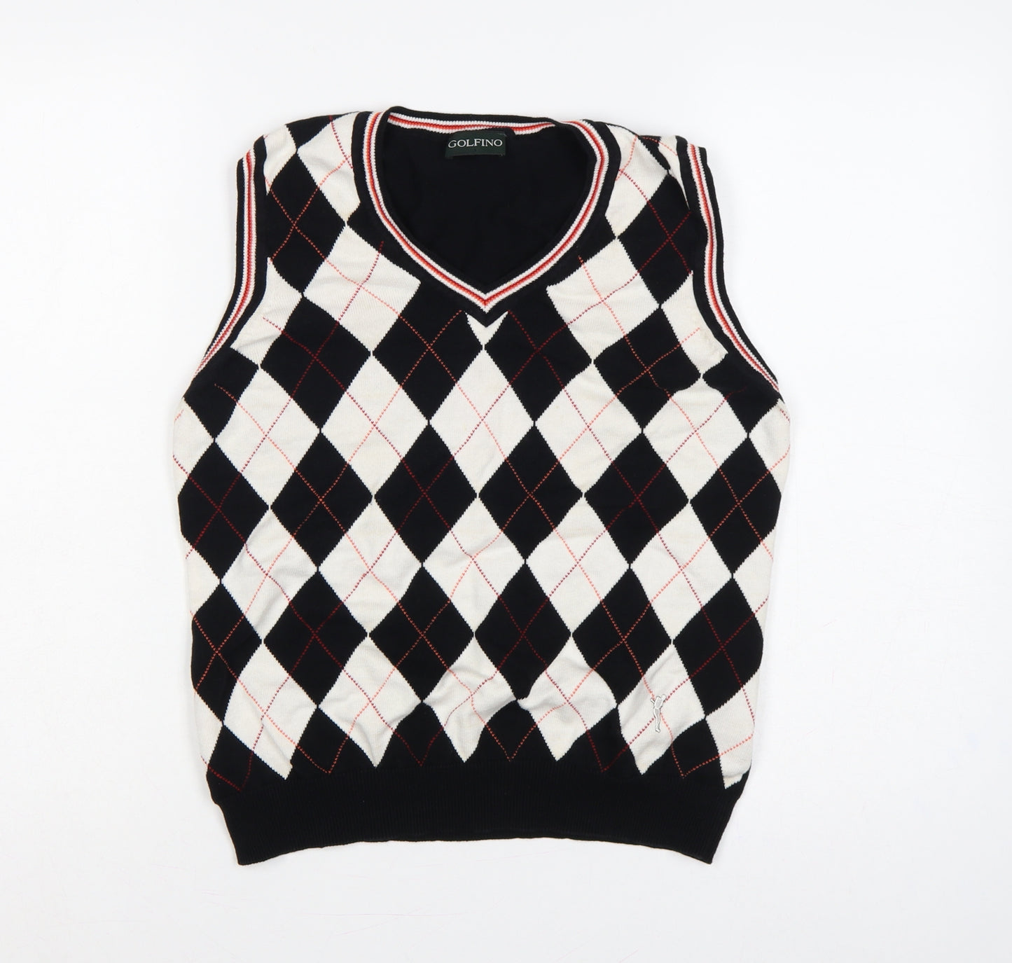 GOLFINO Women’s Multicoloured Argyle Cotton Knit V-Neck Vest UK 16