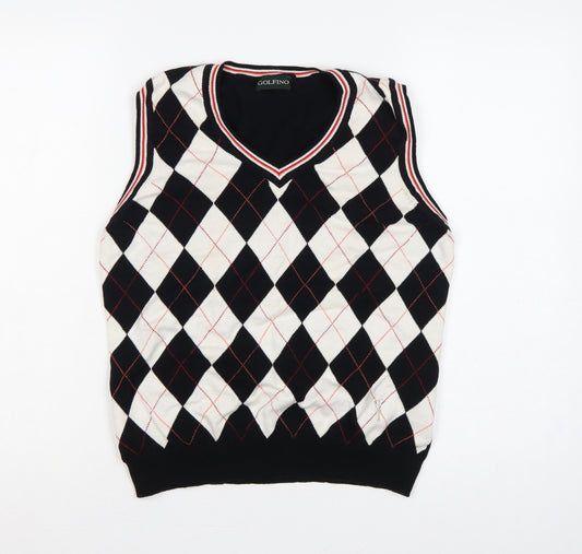 GOLFINO Women’s Multicoloured Argyle Cotton Knit V-Neck Vest UK 16