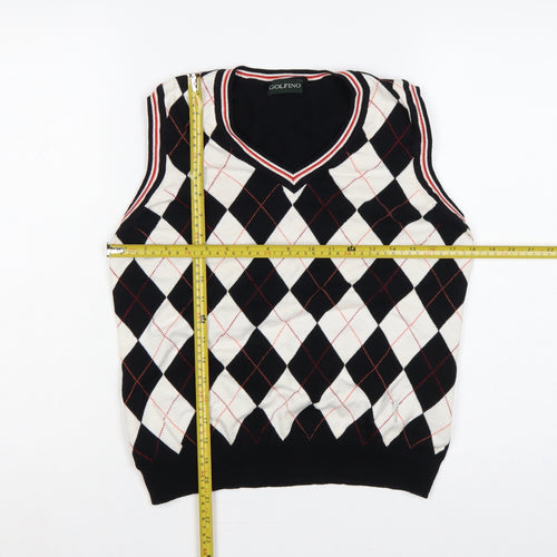 GOLFINO Women’s Multicoloured Argyle Cotton Knit V-Neck Vest UK 16