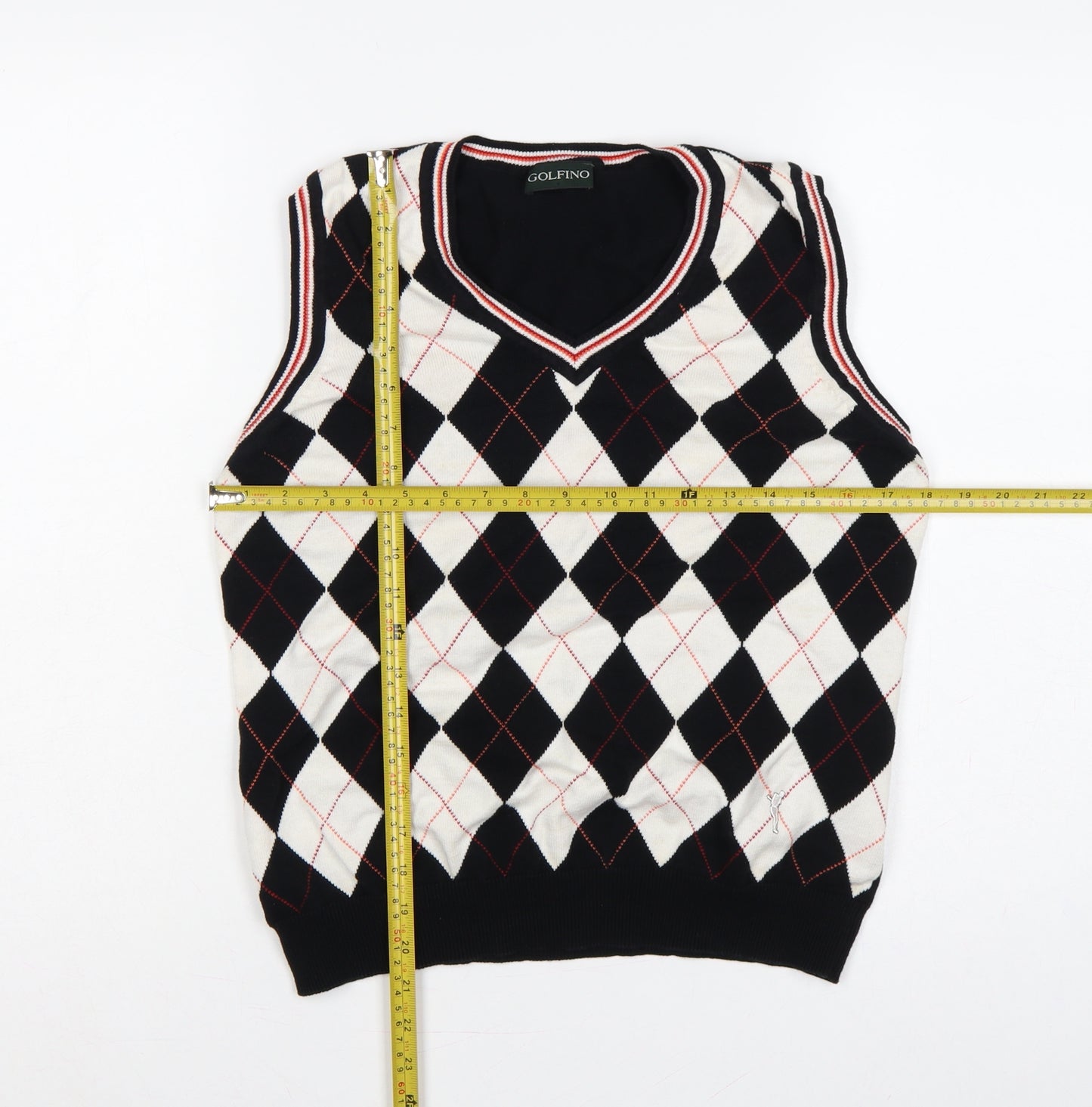 GOLFINO Women’s Multicoloured Argyle Cotton Knit V-Neck Vest UK 16