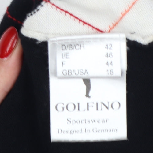 GOLFINO Women’s Multicoloured Argyle Cotton Knit V-Neck Vest UK 16