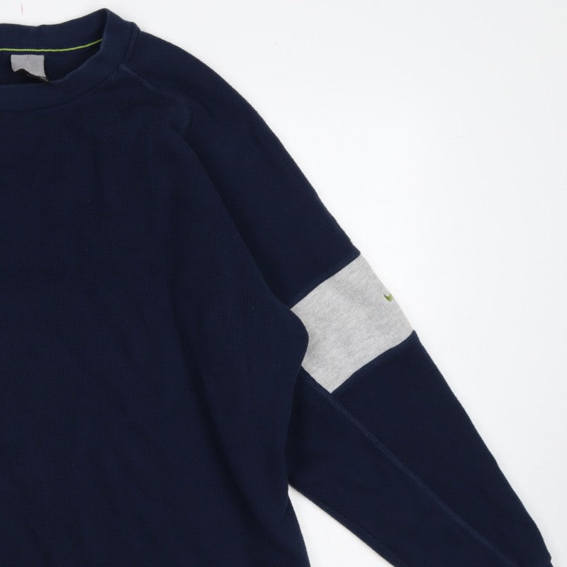 Nike Men’s Blue Grey Striped Sleeve Crew Neck Pullover Sweatshirt XL