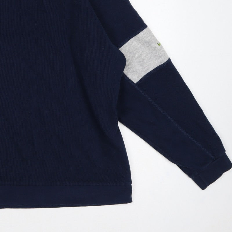Nike Men’s Blue Grey Striped Sleeve Crew Neck Pullover Sweatshirt XL