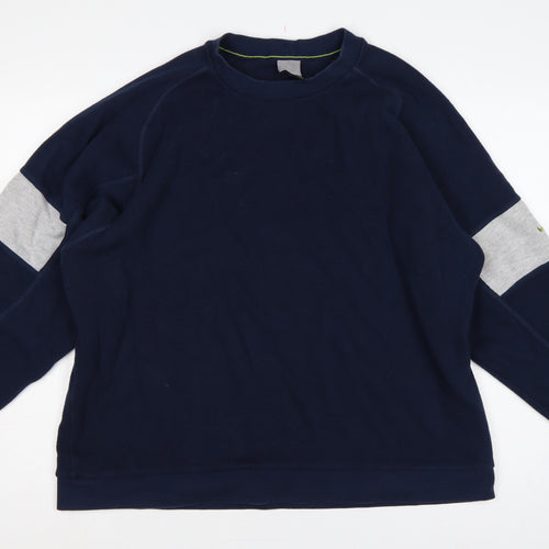 Nike Men’s Blue Grey Striped Sleeve Crew Neck Pullover Sweatshirt XL