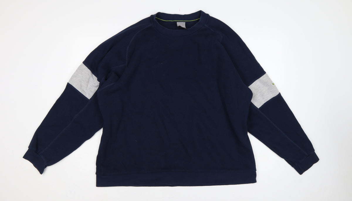 Nike Men’s Blue Grey Striped Sleeve Crew Neck Pullover Sweatshirt XL