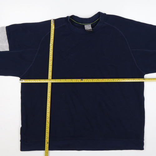 Nike Men’s Blue Grey Striped Sleeve Crew Neck Pullover Sweatshirt XL