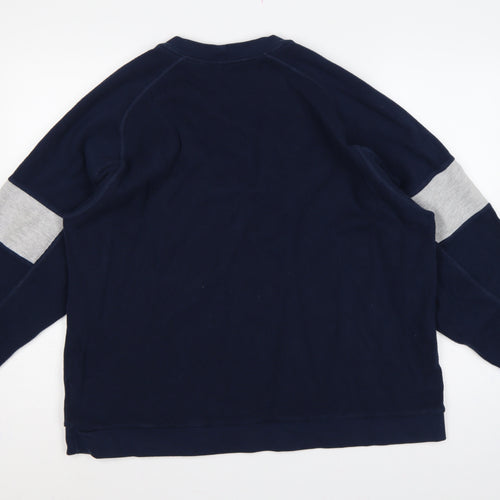 Nike Men’s Blue Grey Striped Sleeve Crew Neck Pullover Sweatshirt XL
