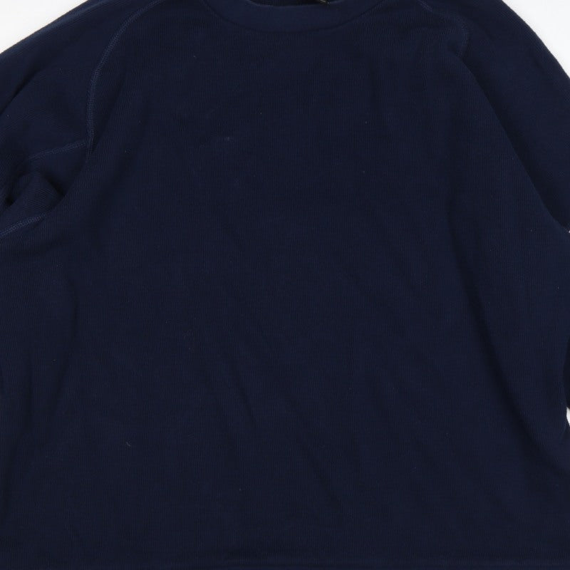 Nike Men’s Blue Grey Striped Sleeve Crew Neck Pullover Sweatshirt XL
