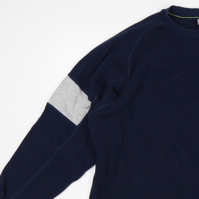 Nike Men’s Blue Grey Striped Sleeve Crew Neck Pullover Sweatshirt XL