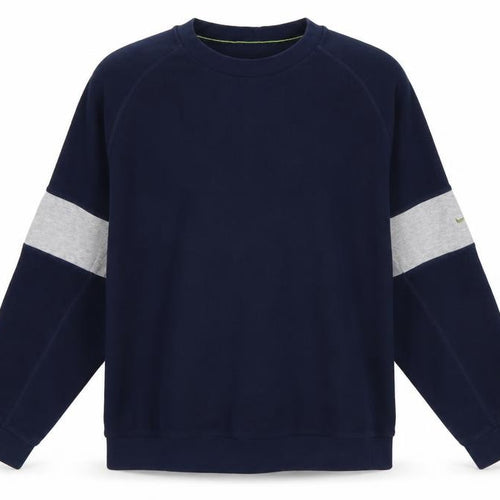 Nike Men’s Blue Grey Striped Sleeve Crew Neck Pullover Sweatshirt XL