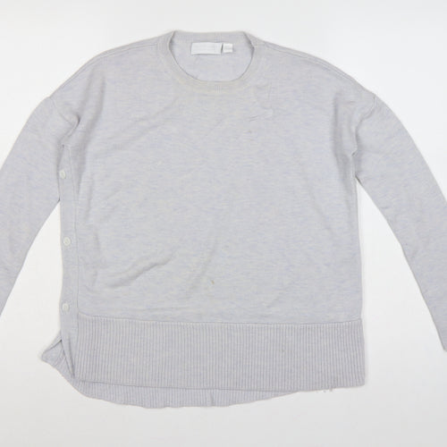 White Label Women’s Grey UK 6 Crew Neck Side Button Knit Jumper