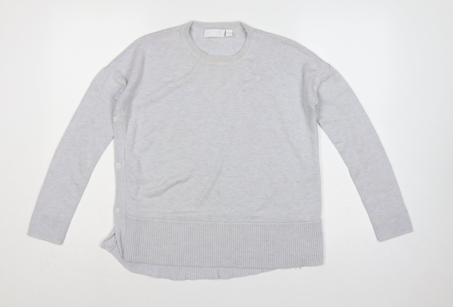 White Label Women’s Grey UK 6 Crew Neck Side Button Knit Jumper