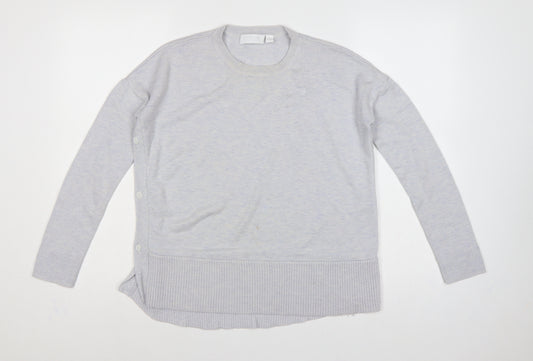 White Label Women’s Grey UK 6 Crew Neck Side Button Knit Jumper