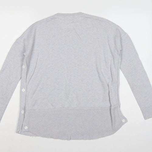 White Label Women’s Grey UK 6 Crew Neck Side Button Knit Jumper