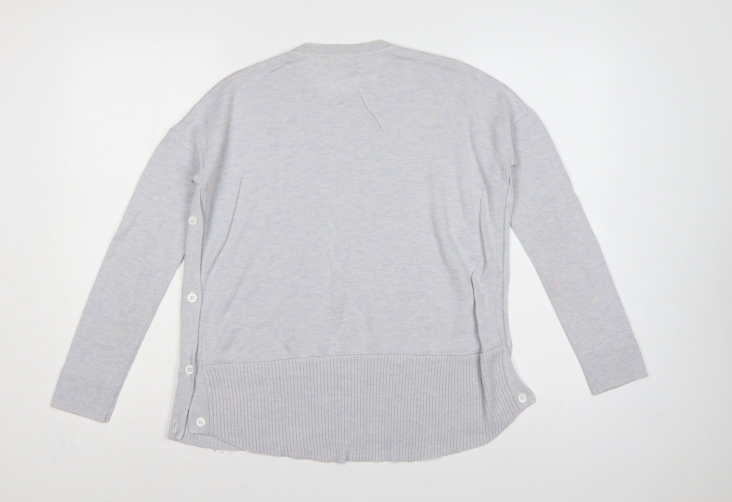 White Label Women’s Grey UK 6 Crew Neck Side Button Knit Jumper