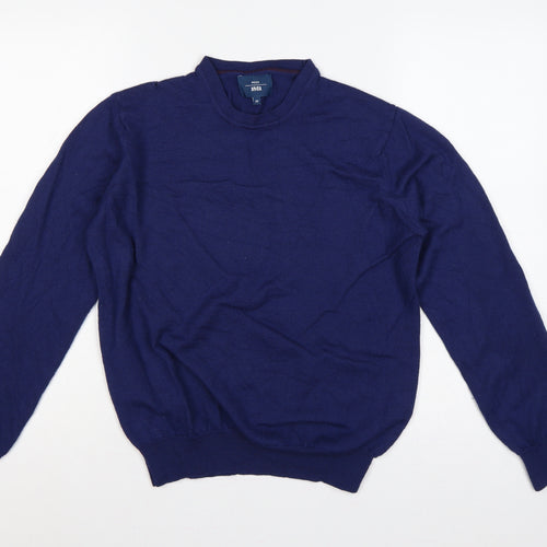 Moss 1851 Men's Blue M Merino Wool Blend Mock Neck Pullover Jumper