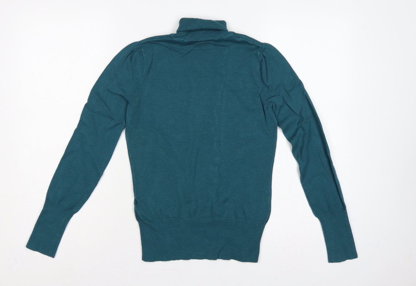 Wallis Women’s Teal Blue UK 8 Roll Neck Puff Sleeve Knit Jumper
