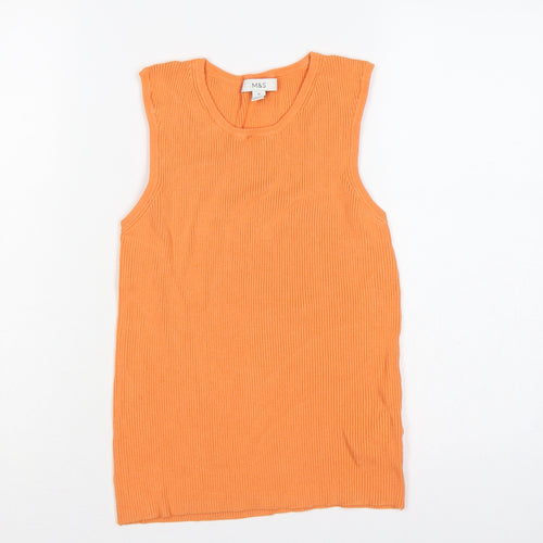 Marks and Spencer Women Orange UK 16 Ribbed Knit Camisole Tank Top