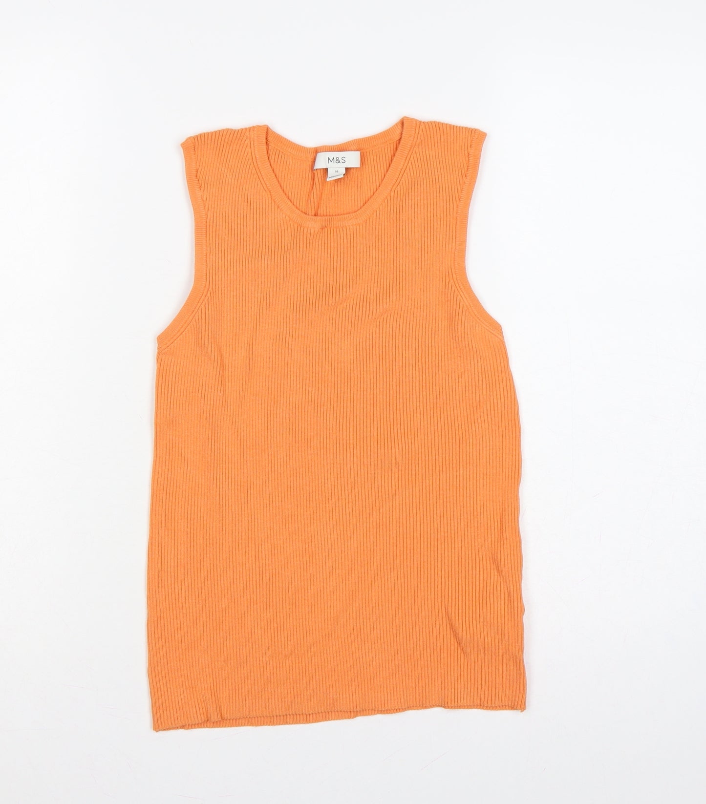 Marks and Spencer Women Orange UK 16 Ribbed Knit Camisole Tank Top