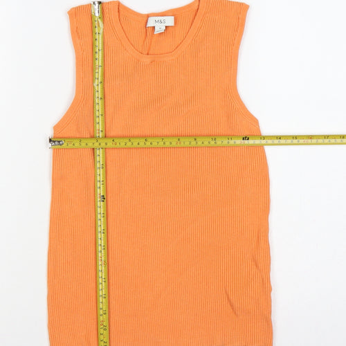 Marks and Spencer Women Orange UK 16 Ribbed Knit Camisole Tank Top